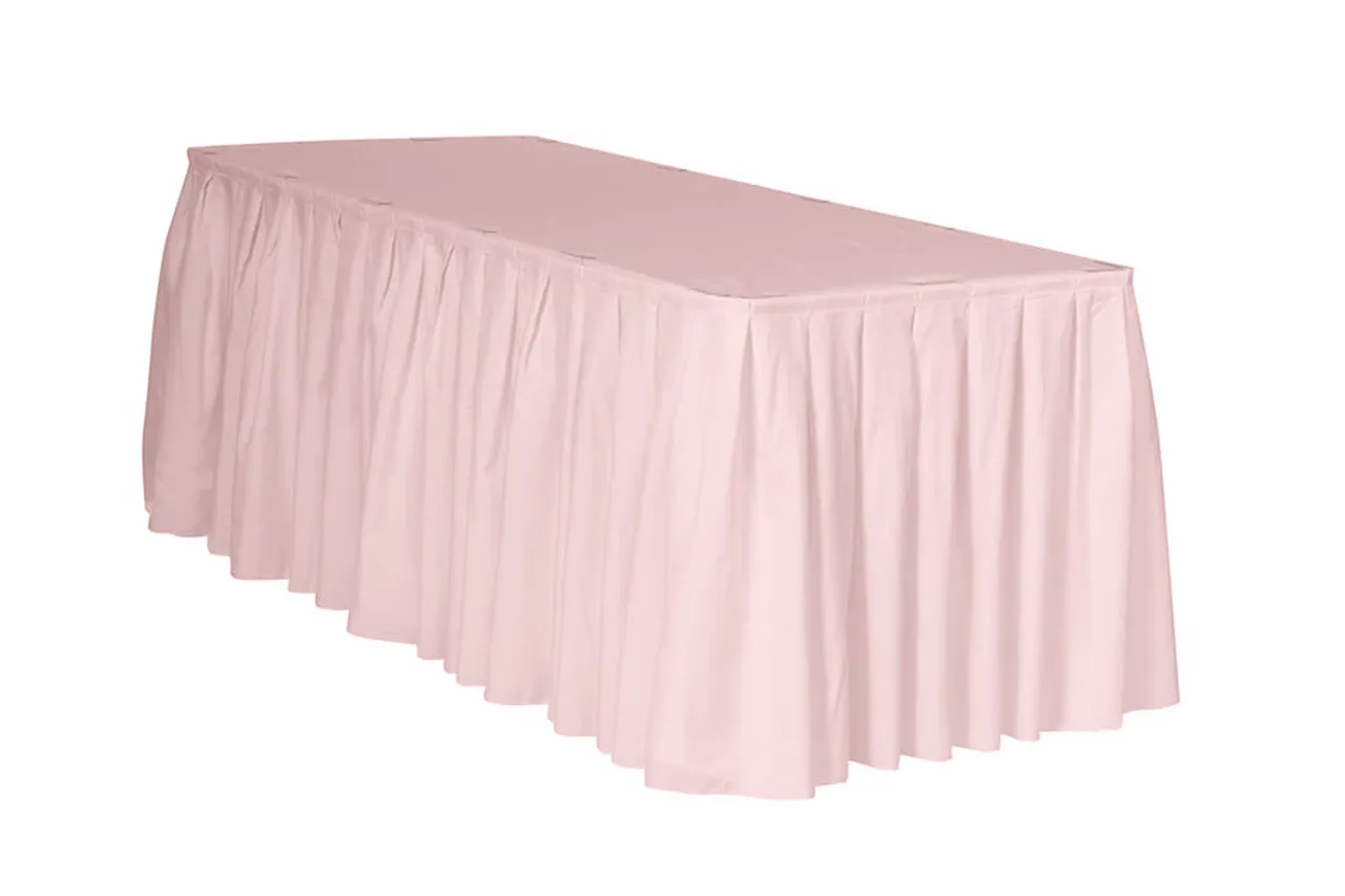 17 ft x 29 inch Polyester Pleated Table Skirt Blush