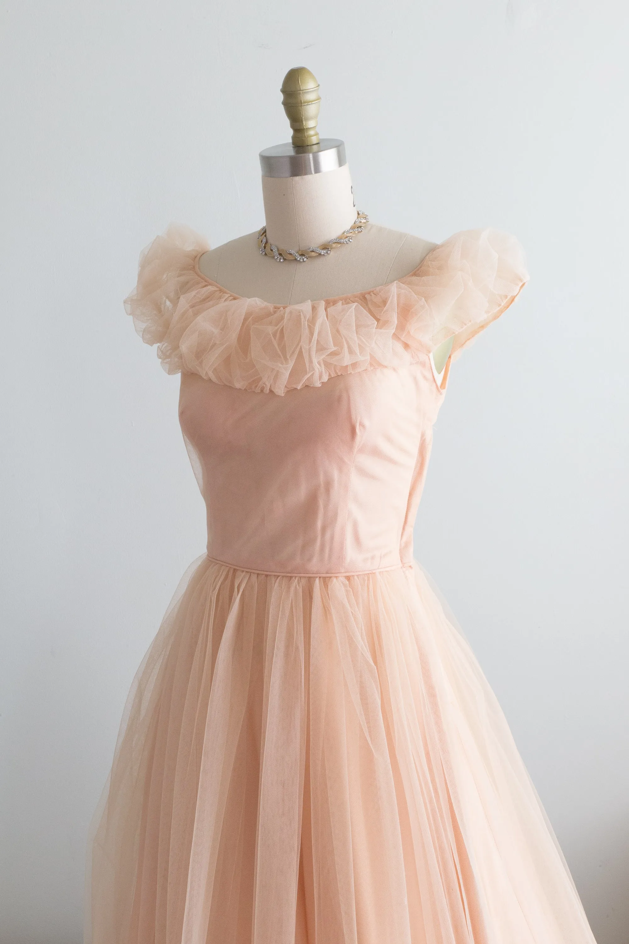 1950's Shell Tulle Ballet Length Party Dress / Small