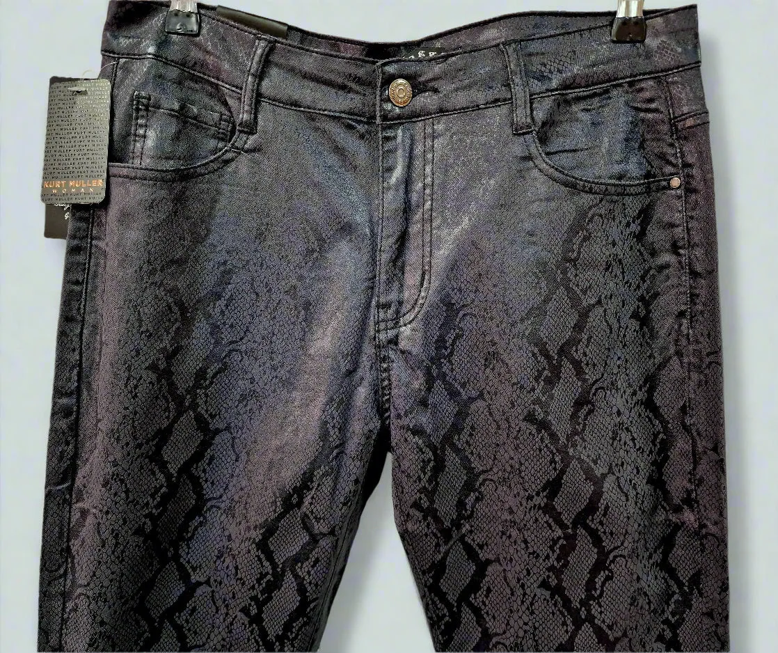 (5P.PACK) Reptile Embossed Faux Leather Jeans