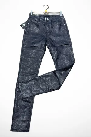 (5P.PACK) Reptile Embossed Faux Leather Jeans