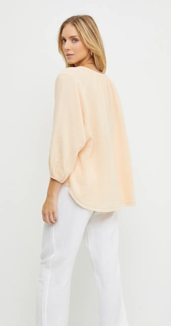 Be Cool Cotton Gauze Flowy Blouse