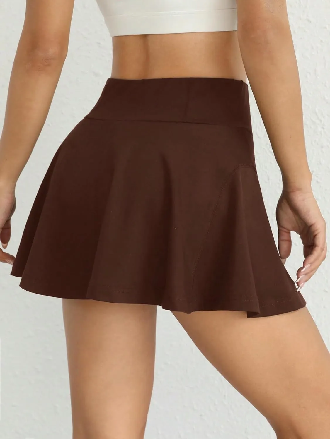 Beach Skirts Solid Color Side Pocket Skort Casual