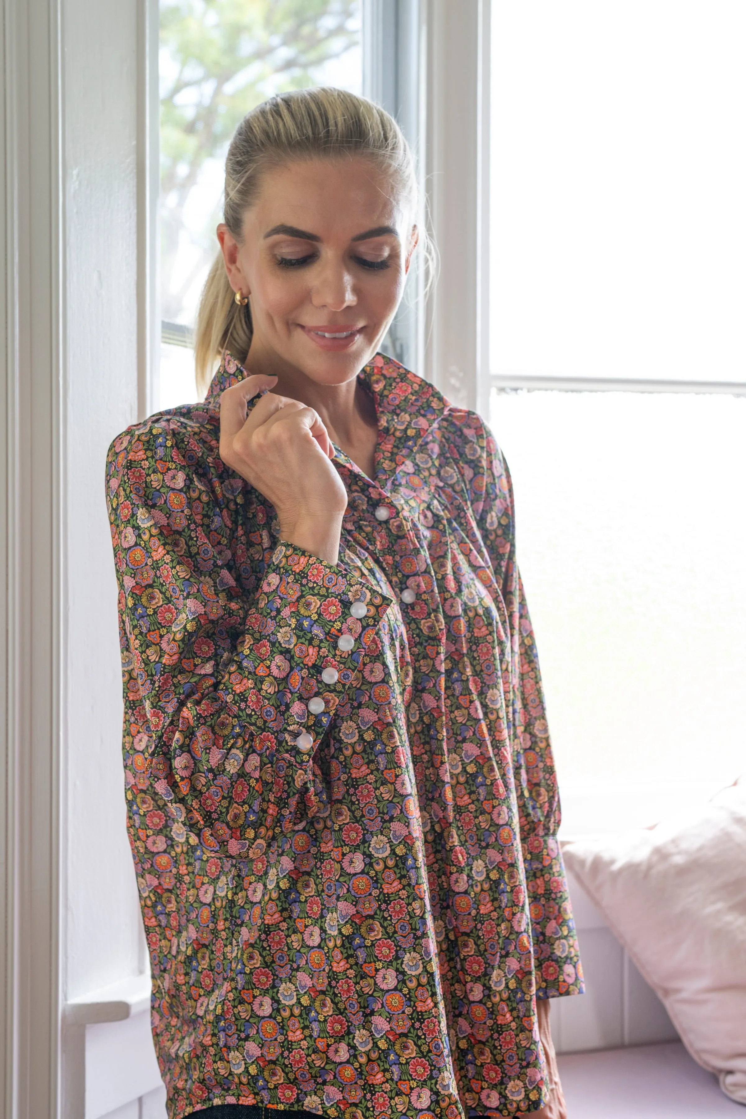 'Begonia' Liberty Fabrics Stand Collar Blouse