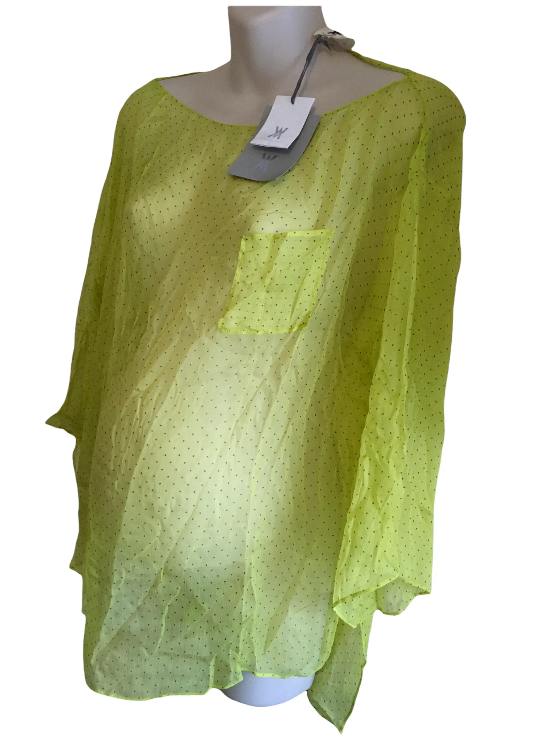 Brand New Vanessa Knox of Isabella Oliver 100% Silk Yellow Viveca Spotty Blouse - Size Maternity L