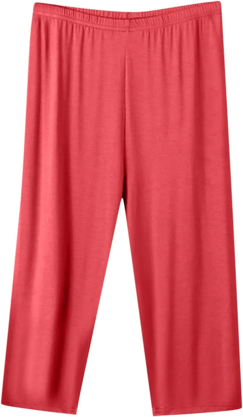 Capris Leggings for Women High Waist Soft Workout Biker Cropped Trousers Plus Size Modal Comfortable Yoga Leggings