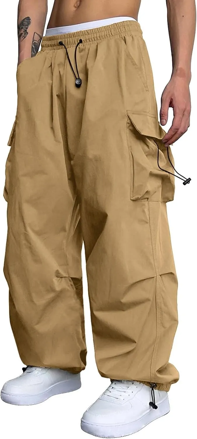 Cargo Pant for Men Cotton Casual Joggers Elastic Waist Cargo Combat Work Pant with Multiple Pockets