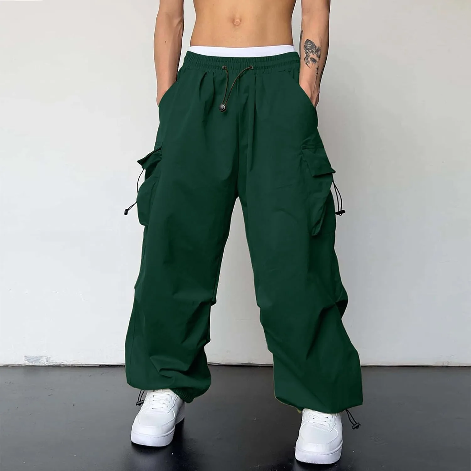 Cargo Pant for Men Cotton Casual Joggers Elastic Waist Cargo Combat Work Pant with Multiple Pockets