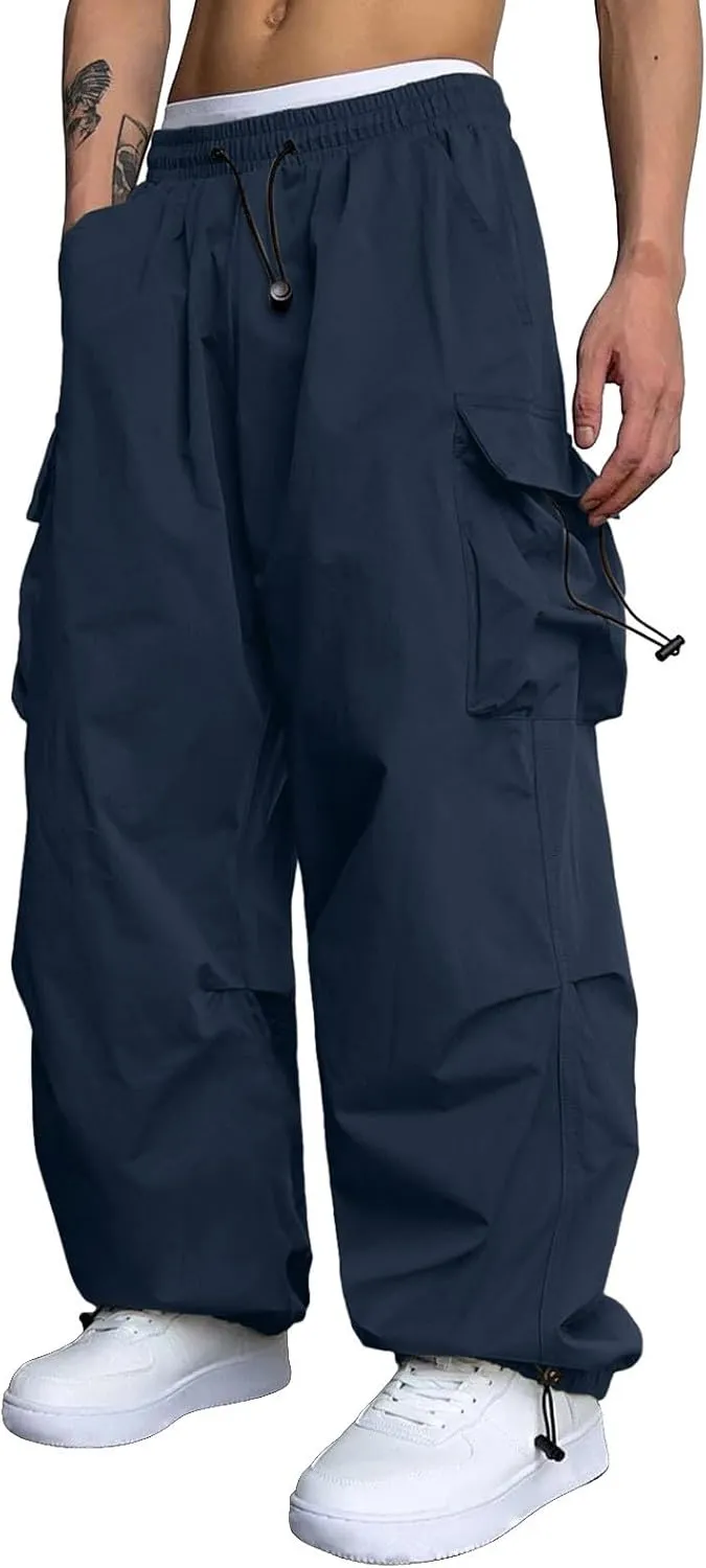 Cargo Pant for Men Cotton Casual Joggers Elastic Waist Cargo Combat Work Pant with Multiple Pockets