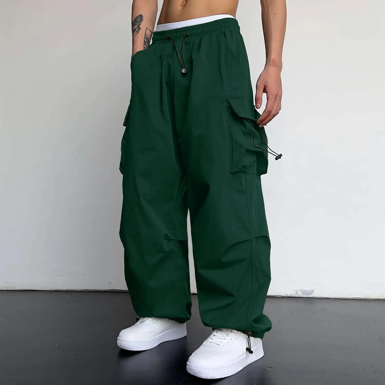 Cargo Pant for Men Cotton Casual Joggers Elastic Waist Cargo Combat Work Pant with Multiple Pockets