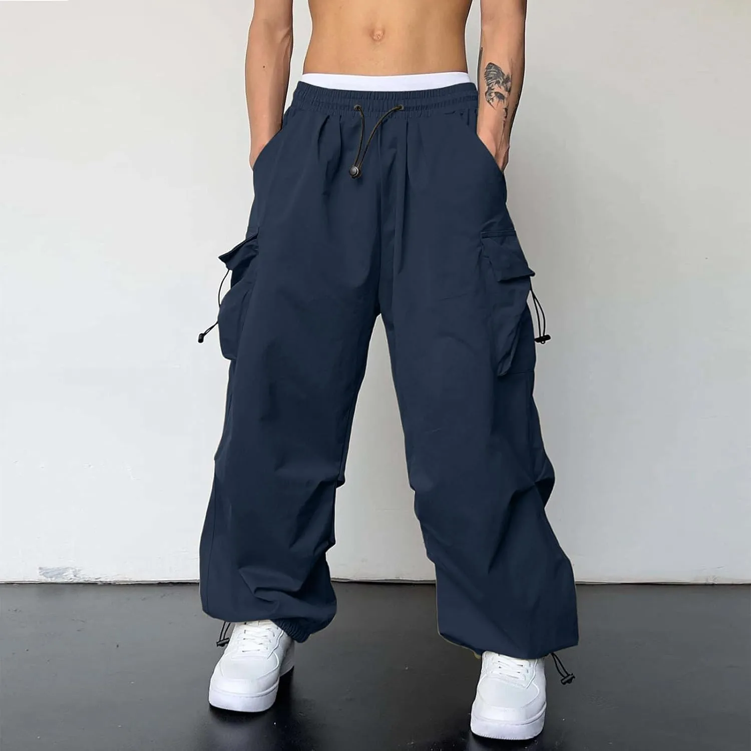 Cargo Pant for Men Cotton Casual Joggers Elastic Waist Cargo Combat Work Pant with Multiple Pockets
