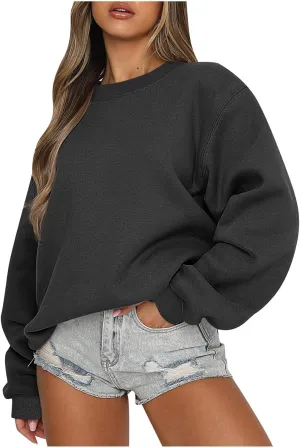 Ceboyel Oversized Sweatshirt for Women Solid Color Crewneck Pullover Tops Long Sleeve Sweaters Fall Fashion Trendy Clothes