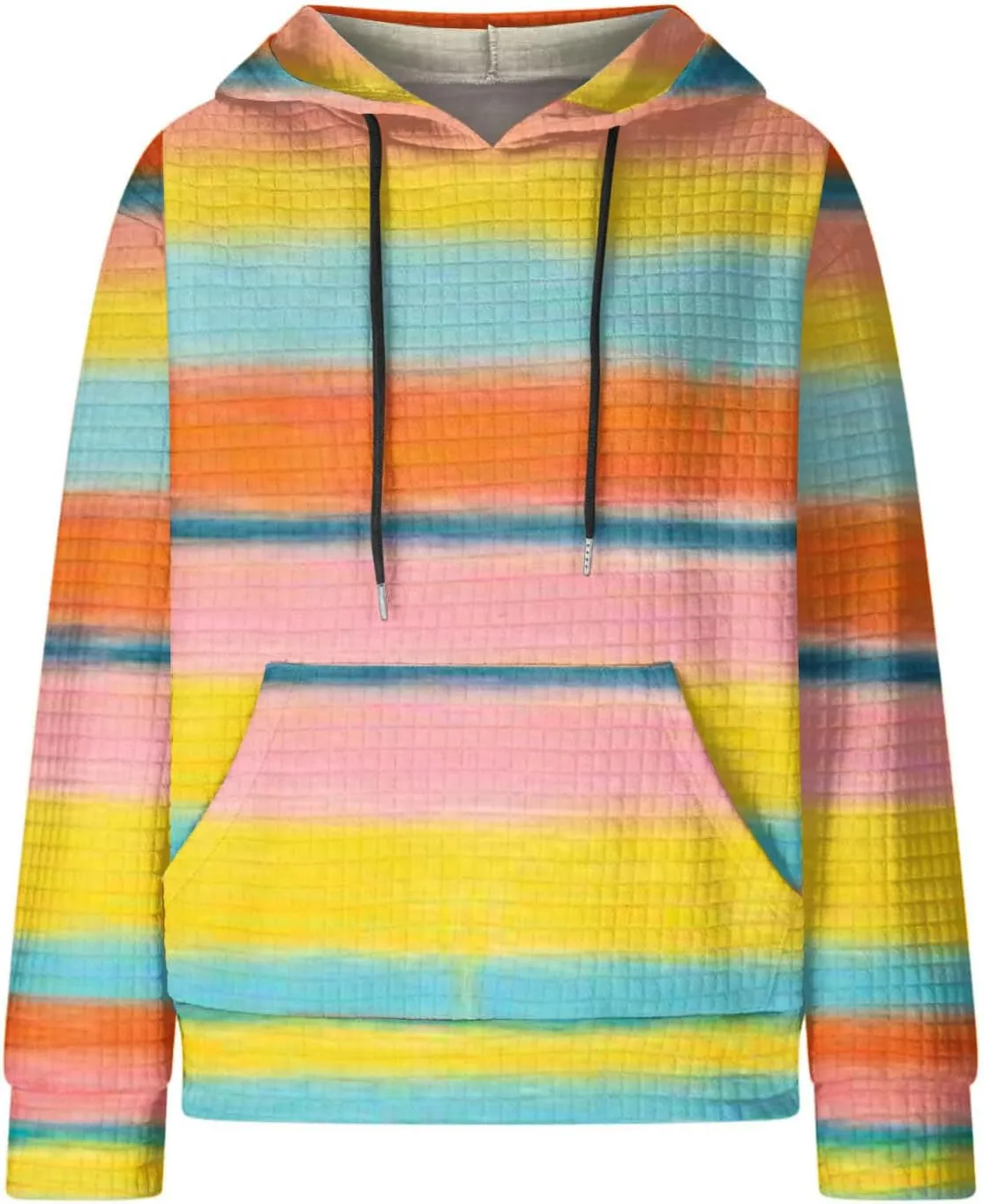 Ceboyel Womens Waffle Knit Hooded Sweatshirts Trendy Hoodies Sweater Long Sleeve Pullover Tops Teen Girls Cute Winter Outfits