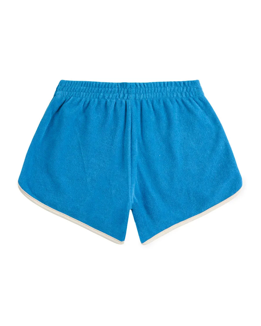 Color Block Terry Cloth Shorts - Light Blue