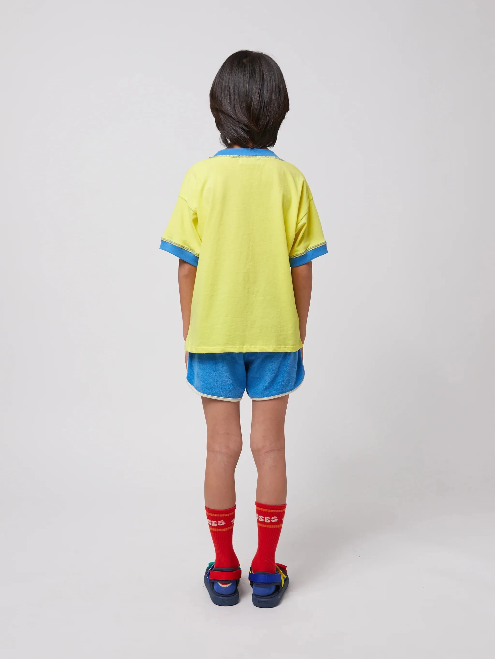 Color Block Terry Cloth Shorts - Light Blue