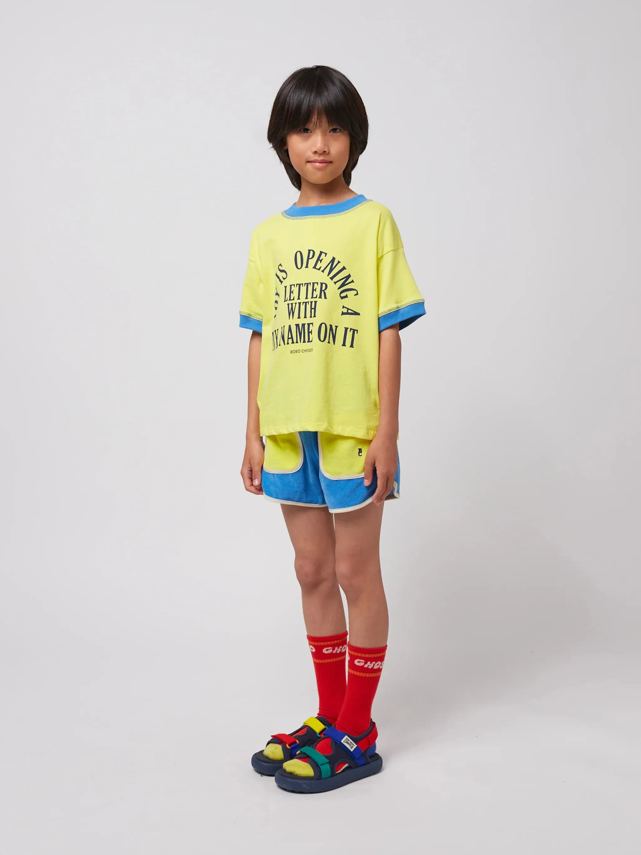 Color Block Terry Cloth Shorts - Light Blue