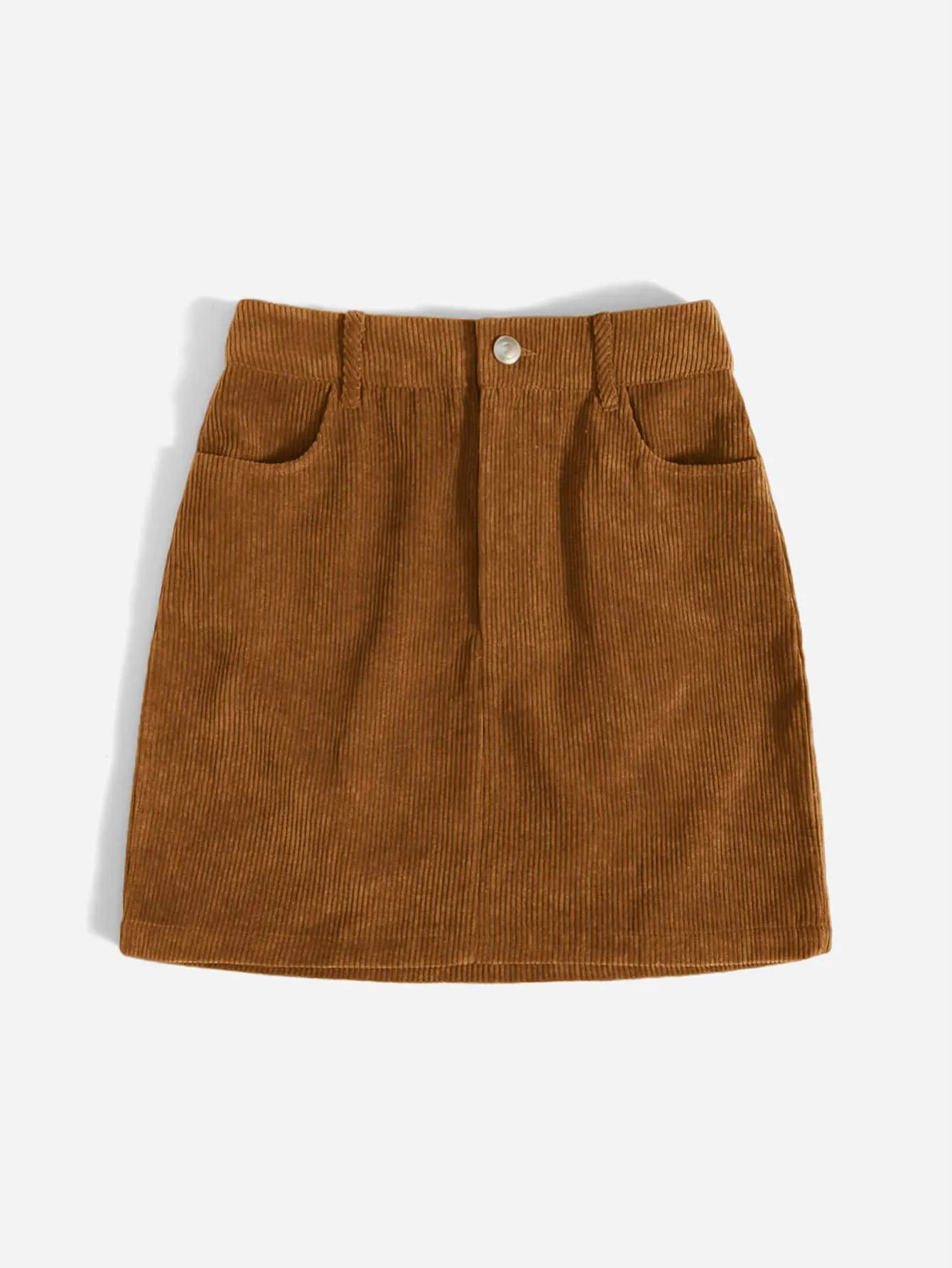 Corduroy Dual Pockets Straight Mini Skirt( Clearance sale