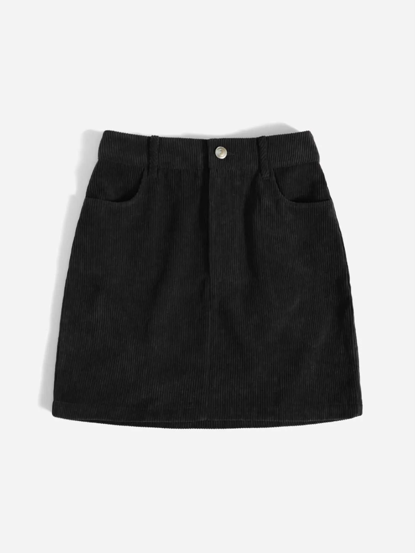 Corduroy Dual Pockets Straight Mini Skirt( Clearance sale