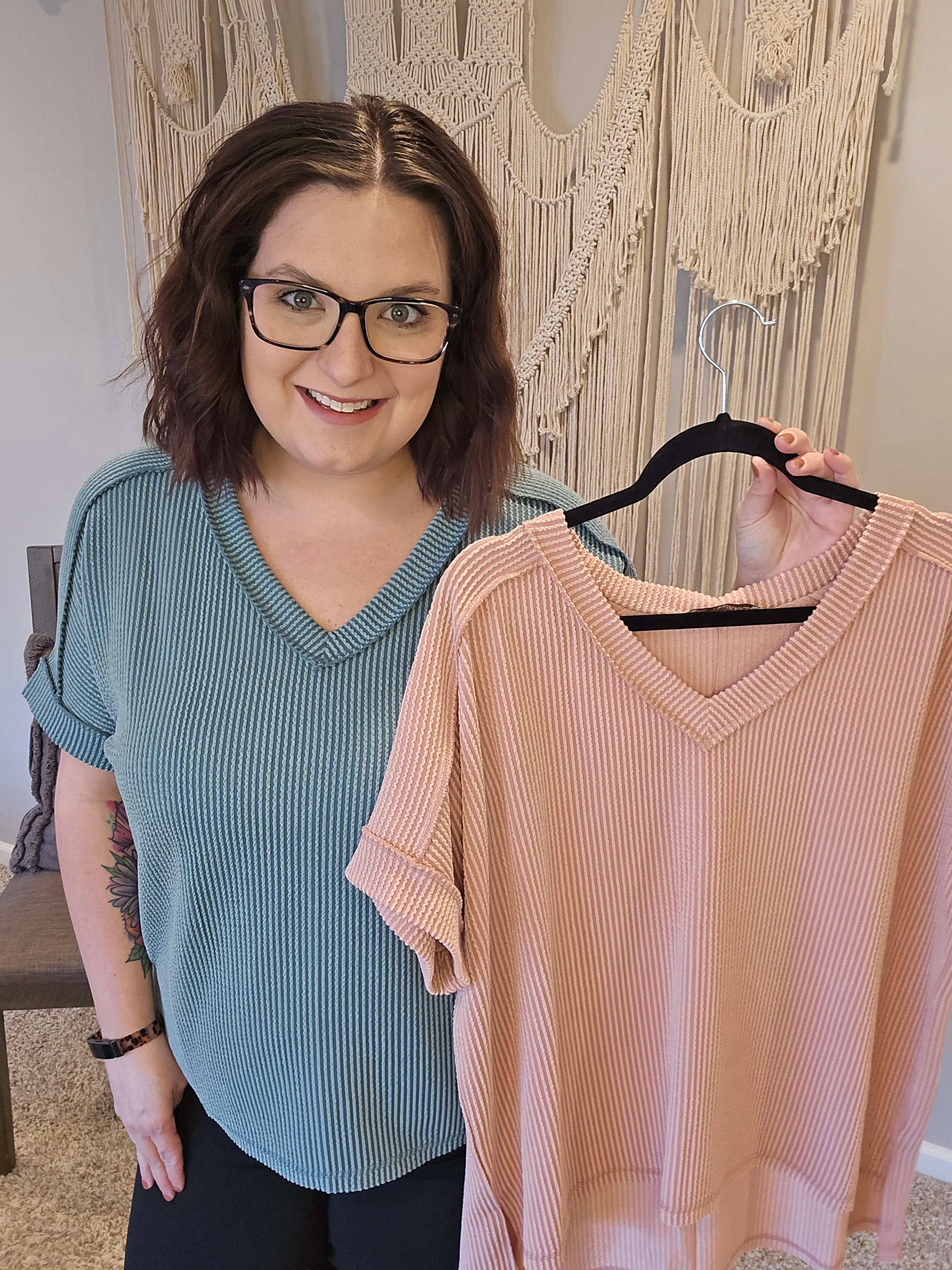 Cornelia Corded Rib Short Sleeve Tee - Jade