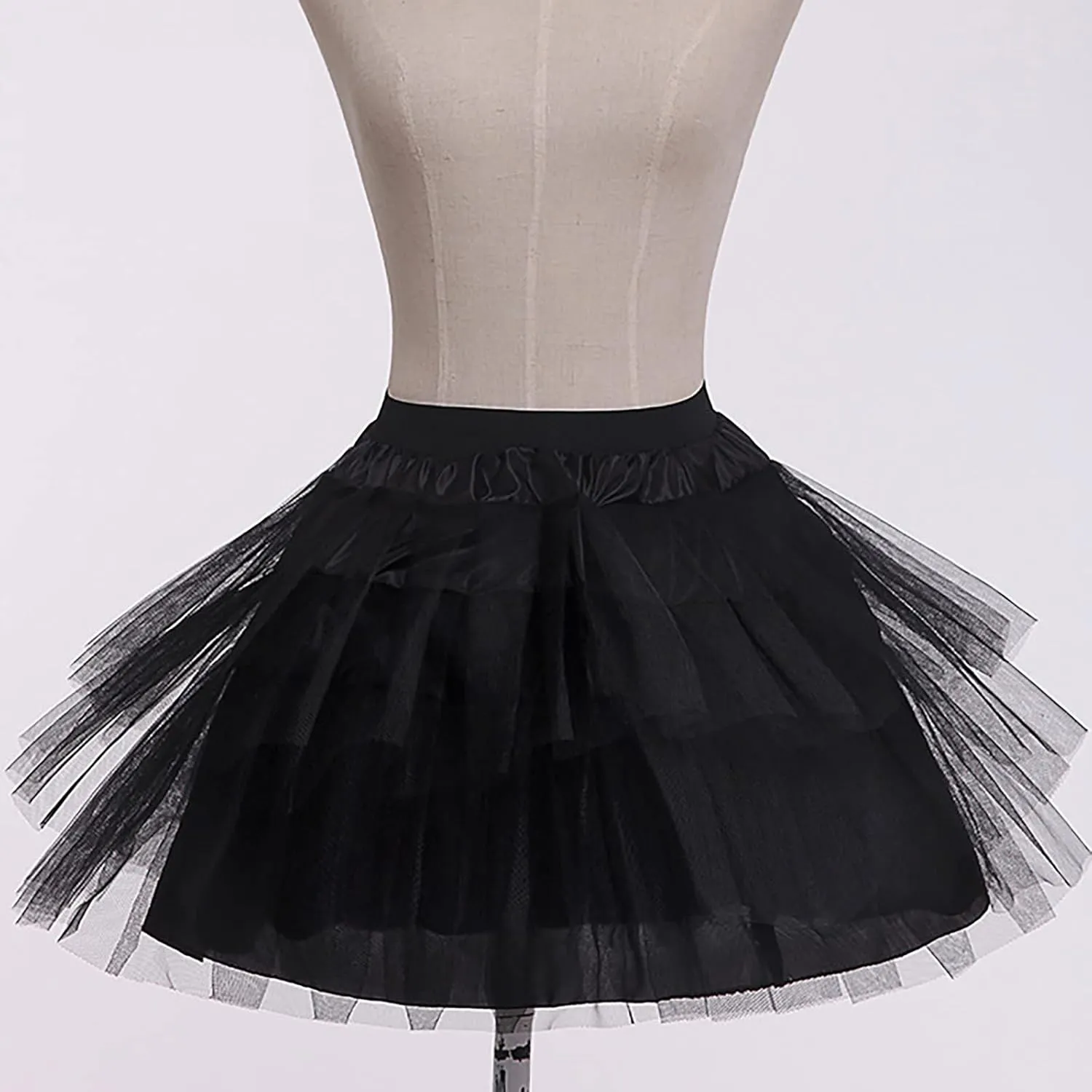 Dance Skirt Women's Solid Color Layered Petticoat Lady's Princess Tutu Skirt Underskirt Leather Skirt Zipper