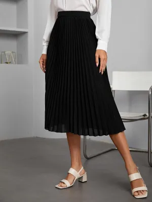 DIERAN Women's Summer Casual Skirts High Waist Pleated Midi Skirt for Beach