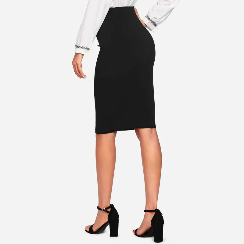Double Button Pencil Skirt