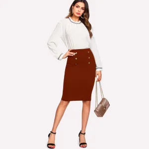 Double Button Pencil Skirt