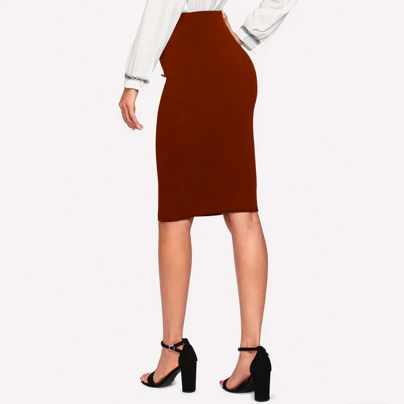 Double Button Pencil Skirt