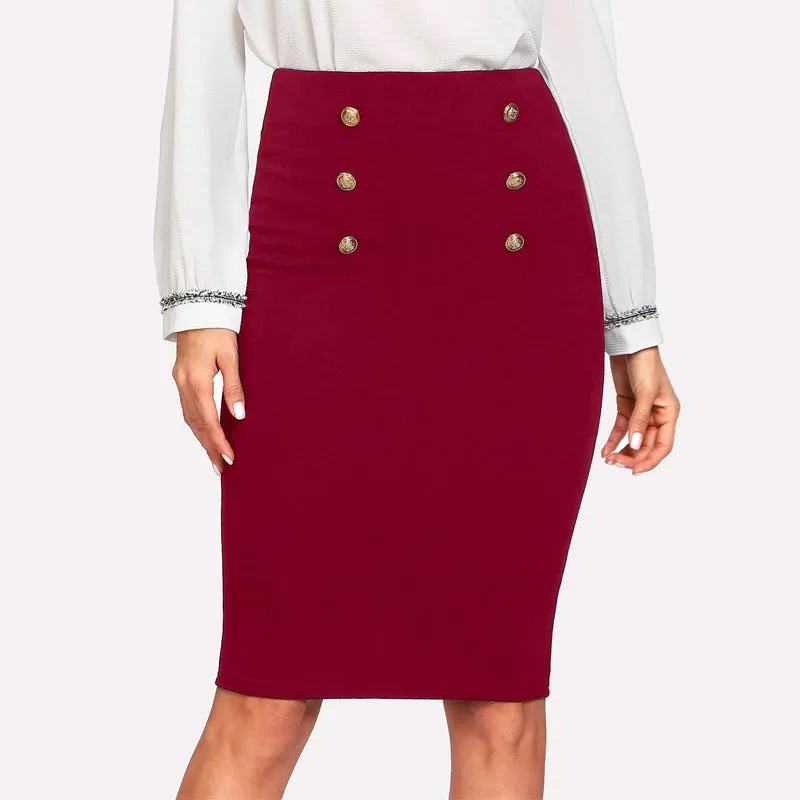 Double Button Pencil Skirt