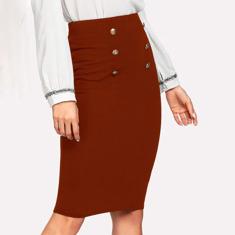 Double Button Pencil Skirt