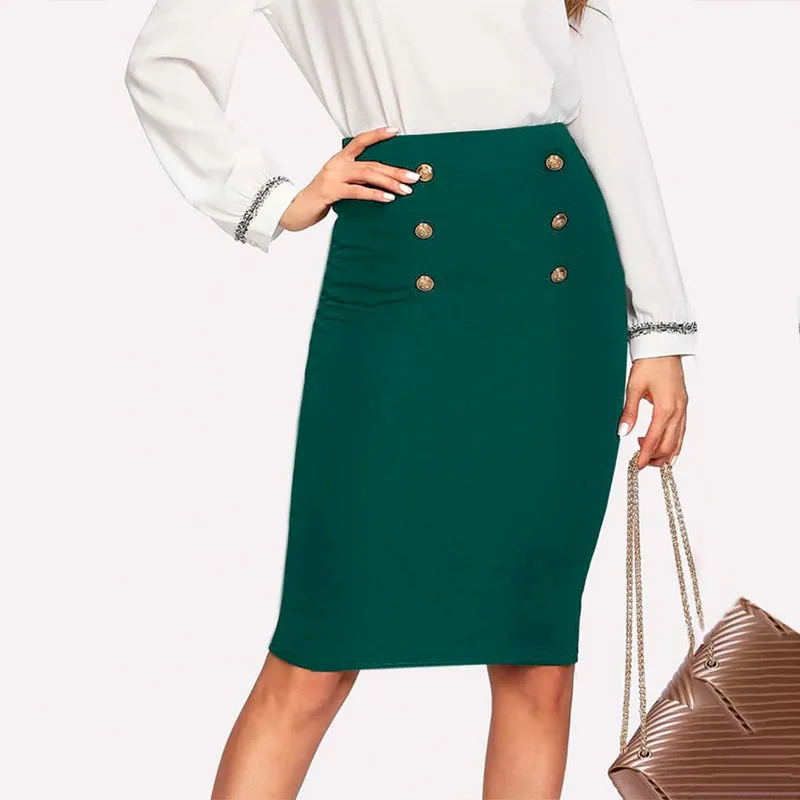 Double Button Pencil Skirt
