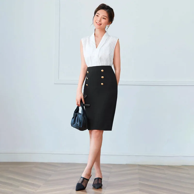 Double Button Pencil Skirt