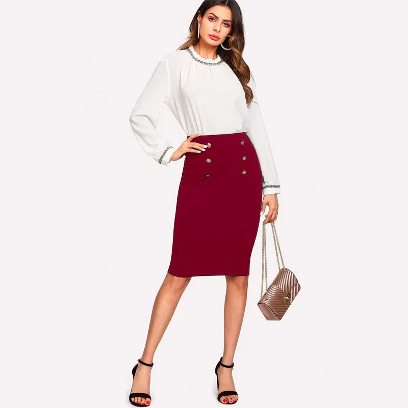 Double Button Pencil Skirt