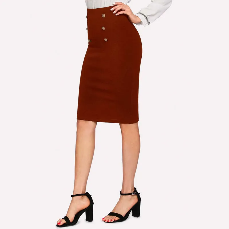 Double Button Pencil Skirt