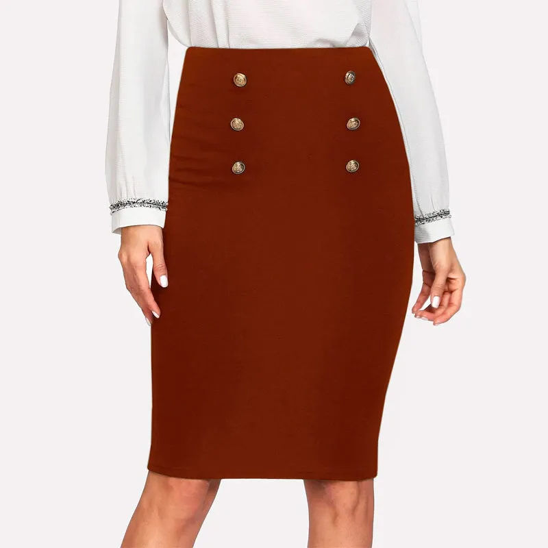 Double Button Pencil Skirt