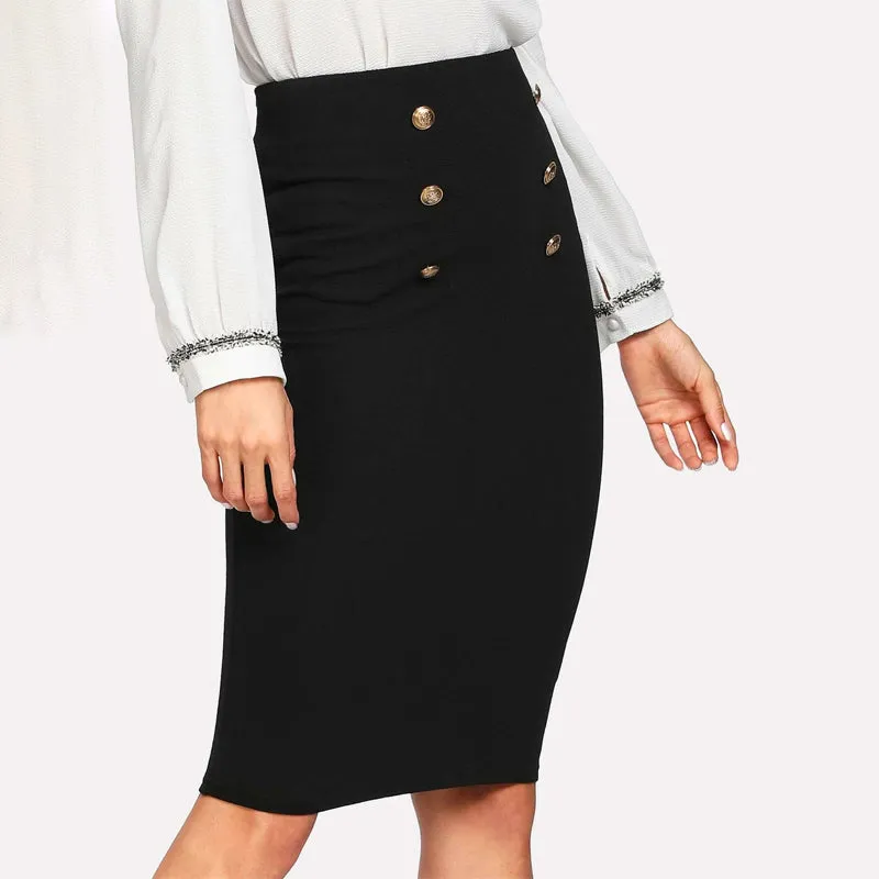 Double Button Pencil Skirt