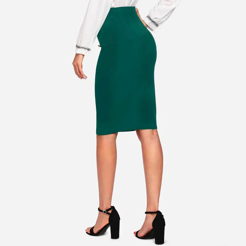 Double Button Pencil Skirt