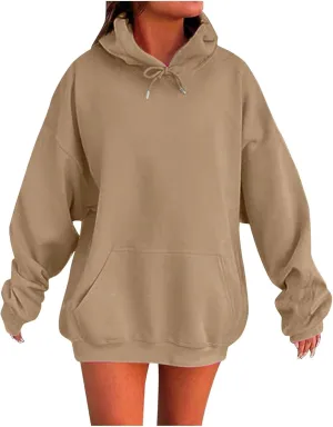 Fall Hooded Sweatshirts for Women 2025 Trendy Womens Oversized Hoodies Winter Cute Drawstring Pullover Sweatshirts