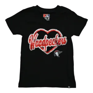 Fayetteville Woodpecker New Era Girl's Sequin Flip T-shirt