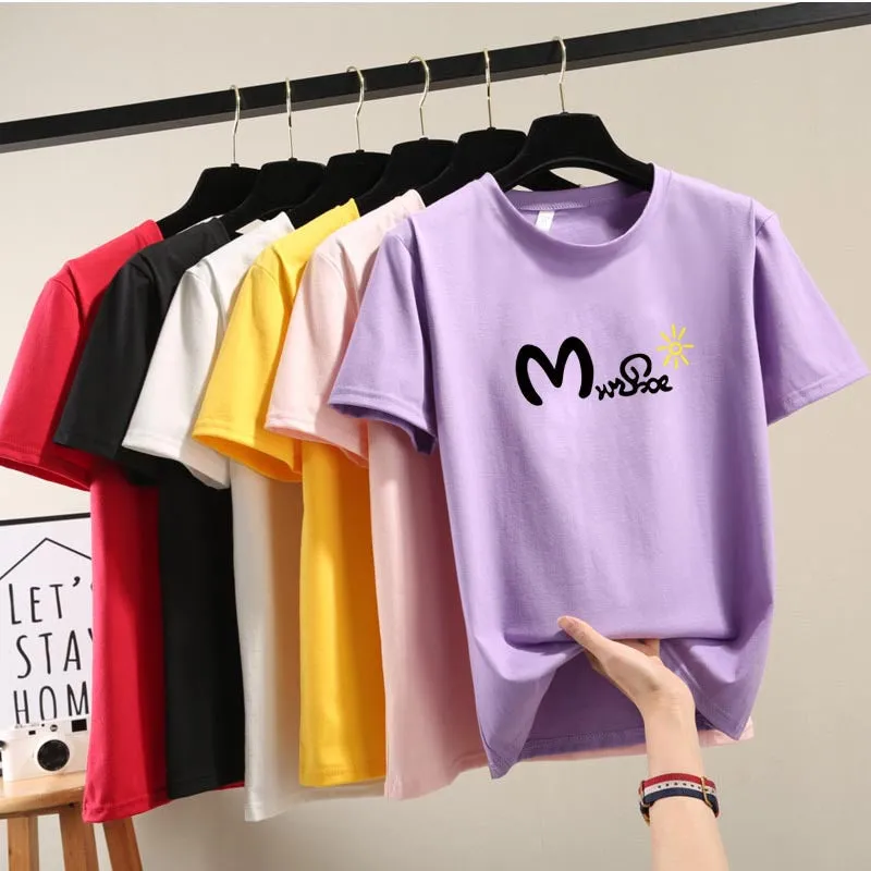 Harajuku BF Student Trendy Plus Size Printed T-Shirt Women Short Sleeve Tops T-Shirt