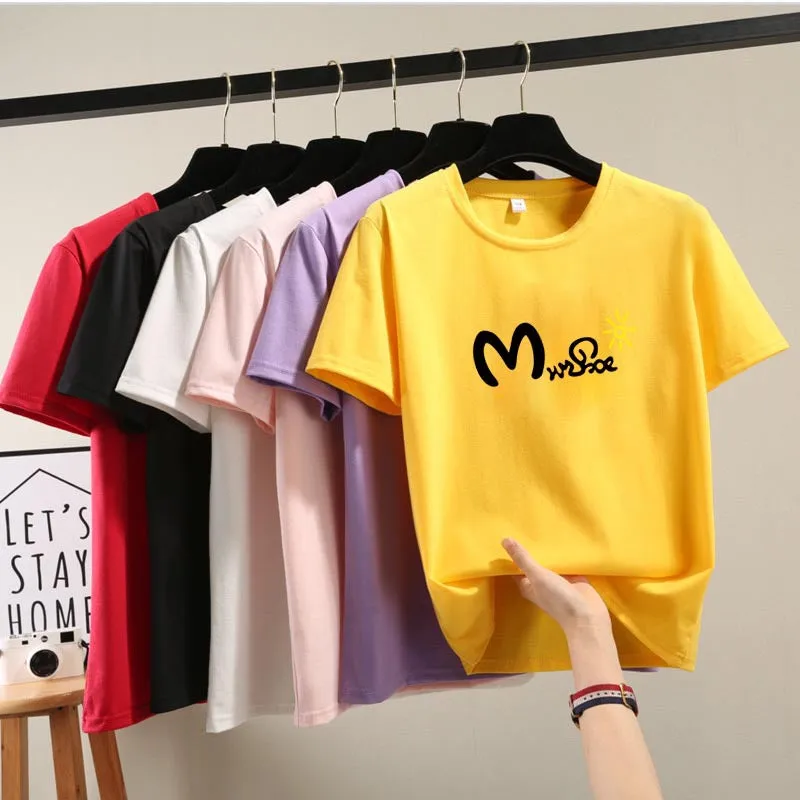 Harajuku BF Student Trendy Plus Size Printed T-Shirt Women Short Sleeve Tops T-Shirt