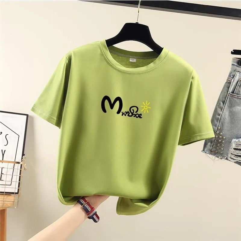 Harajuku BF Student Trendy Plus Size Printed T-Shirt Women Short Sleeve Tops T-Shirt
