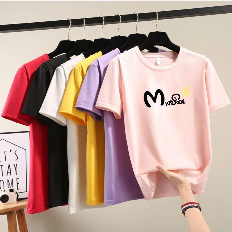 Harajuku BF Student Trendy Plus Size Printed T-Shirt Women Short Sleeve Tops T-Shirt