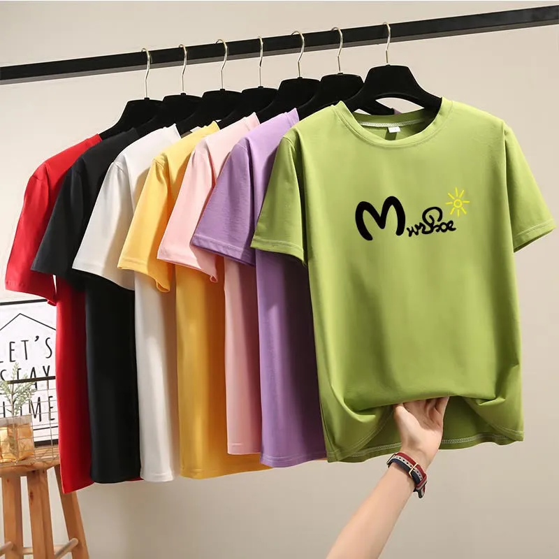 Harajuku BF Student Trendy Plus Size Printed T-Shirt Women Short Sleeve Tops T-Shirt