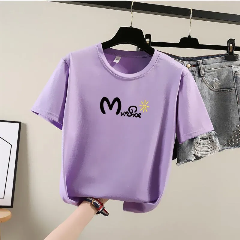 Harajuku BF Student Trendy Plus Size Printed T-Shirt Women Short Sleeve Tops T-Shirt