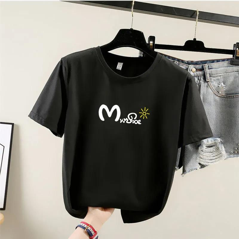 Harajuku BF Student Trendy Plus Size Printed T-Shirt Women Short Sleeve Tops T-Shirt
