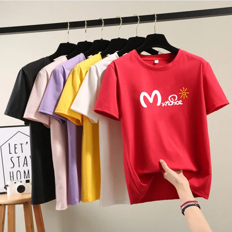 Harajuku BF Student Trendy Plus Size Printed T-Shirt Women Short Sleeve Tops T-Shirt