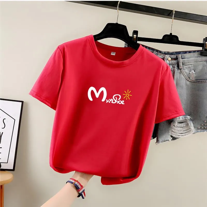 Harajuku BF Student Trendy Plus Size Printed T-Shirt Women Short Sleeve Tops T-Shirt