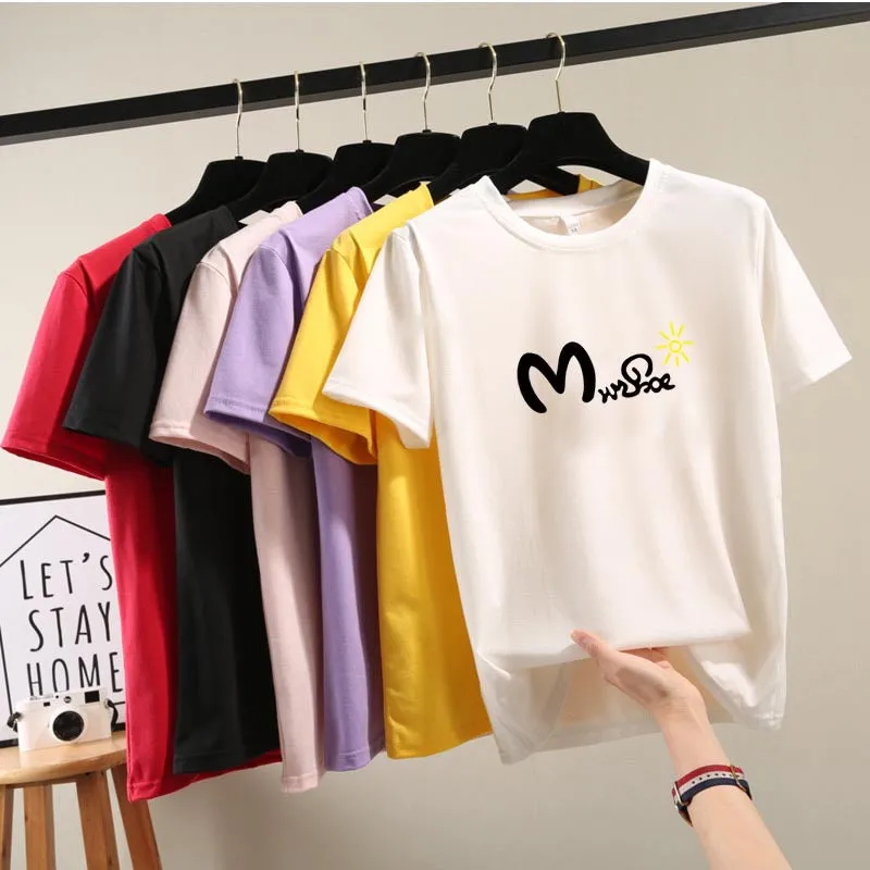 Harajuku BF Student Trendy Plus Size Printed T-Shirt Women Short Sleeve Tops T-Shirt