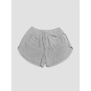 Heather Grey 100% Cotton Mineral Washed Dolphin Shorts