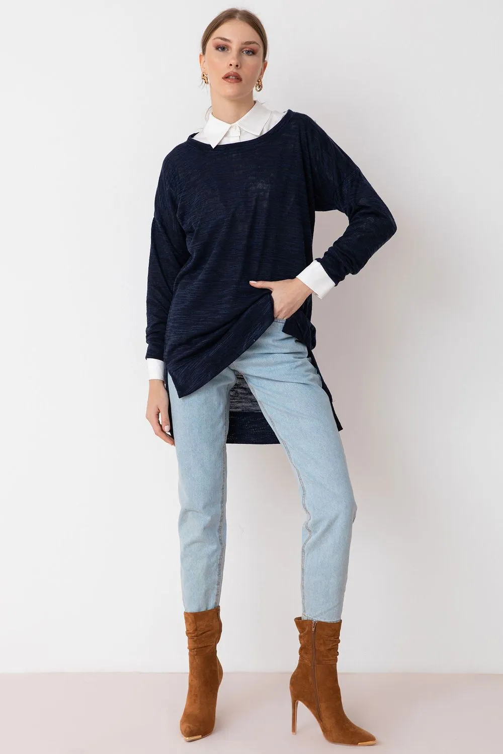 High Low Knitted Sweatshirt - Kady